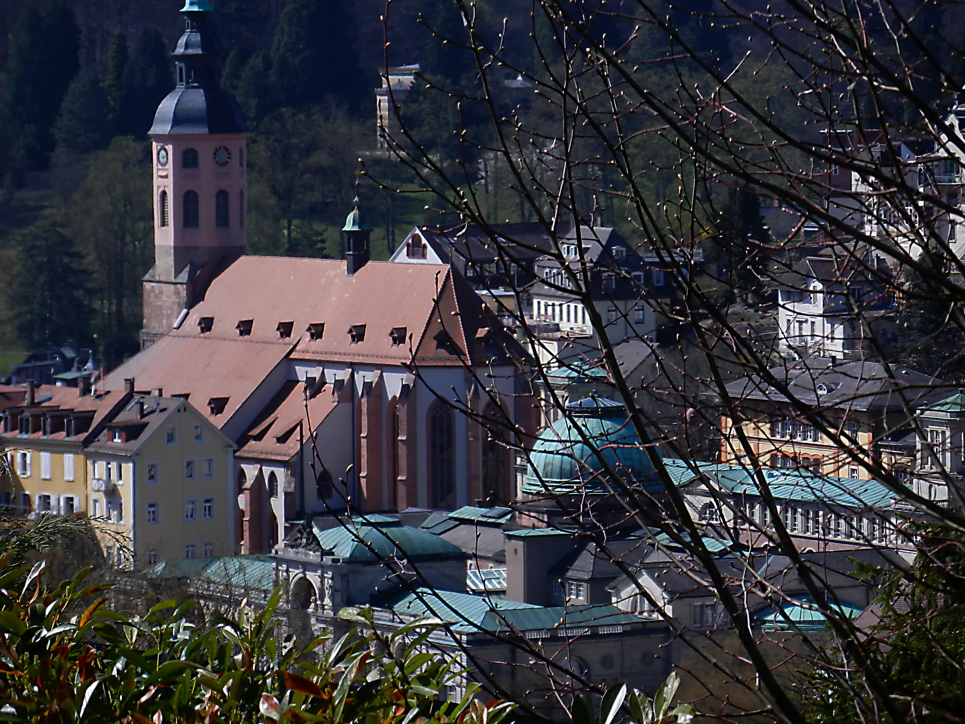 The historic Friedrichsbad thermal spa building in Baden-Baden, Germany, showing Renaissance Revival architecture of the Roman-Irish bath complex