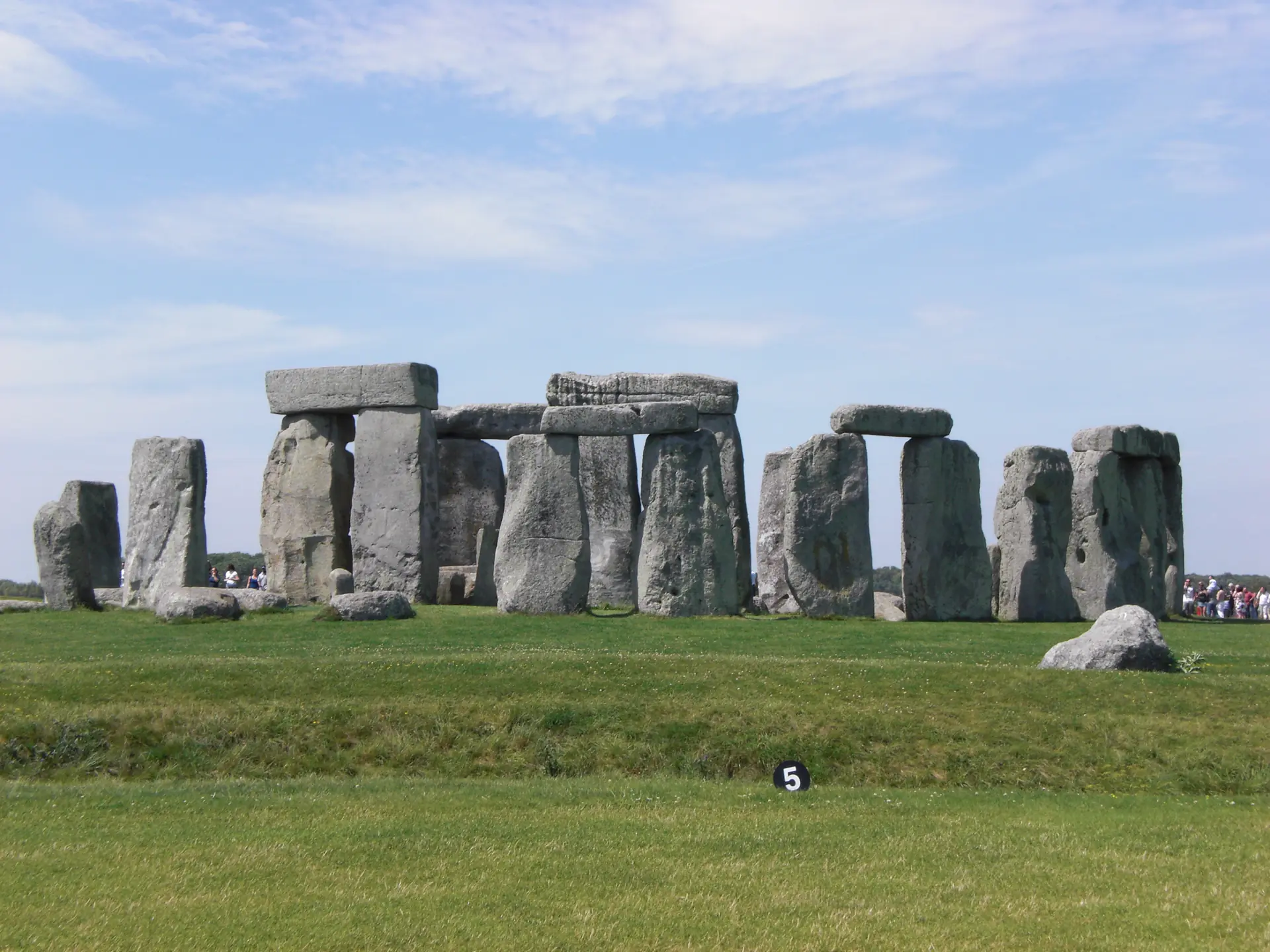 Complete view of Stonehenge showing the full stone circle arrangement on Salisbury Plain with surrounding landscape